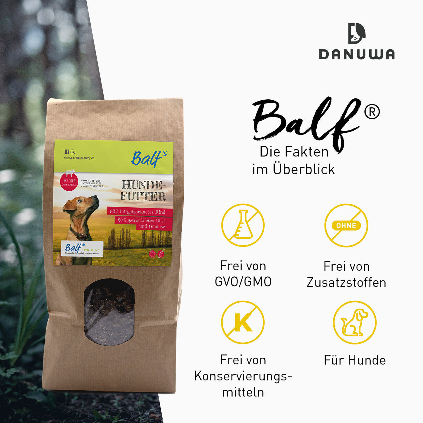 BALF® - Luftgetrocknete Nahrung -<br>100% Natur für Ihren Hund.